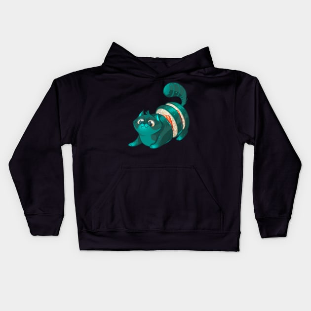 Sushi Roll Cat Kids Hoodie by Claire Lin